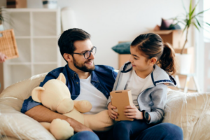 Father and daughter enjoying family time together at home